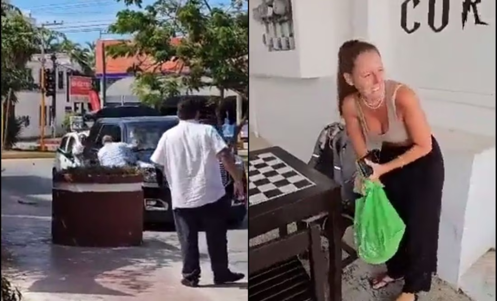 Captan agresión de taxistas a camioneta turística en Cancún, Quintana Roo
