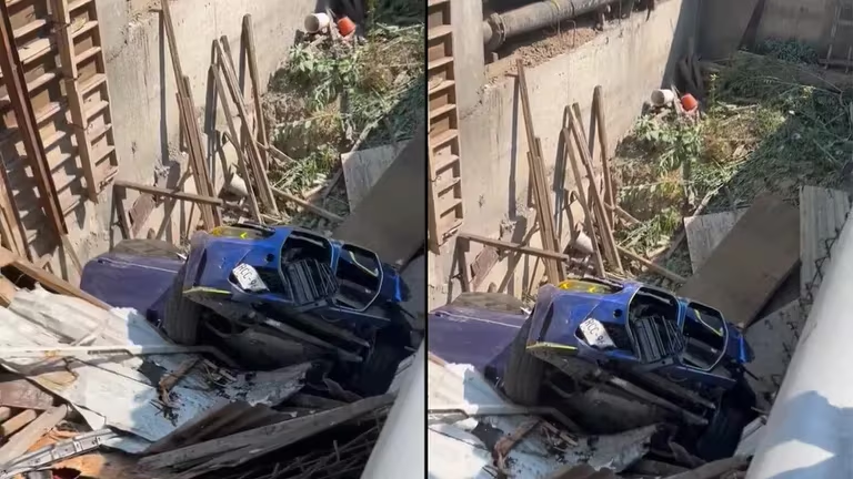 Auto cae a zona de obras en Plaza Artz; conductor murió tras recibir varios disparos