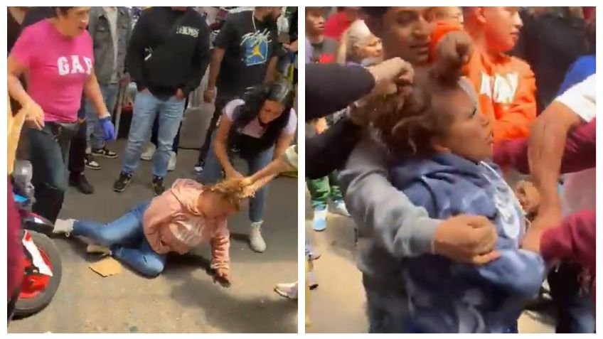 Comerciantes de Tepito dan brutal golpiza y rapan a dos mujeres acusadas de robar